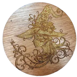 Image of the Witch with a whimsical hat coaster