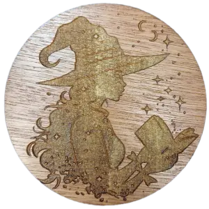 Image of the Witch reading a book coaster