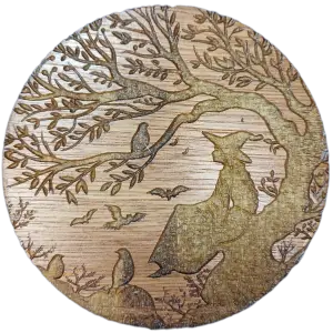 Image of the Witch sitting in a tree coaster