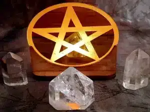 Tealight Holder Pentacle gold disc with the back light