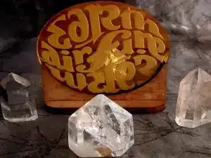 Tealight Holder Earth, Air, Fire & Water gold disc with out the back light
