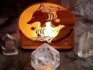 Tealight Holder Mani & Sol gold disc with the back light