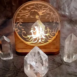 Tealight Holder Gaia silver disc with light