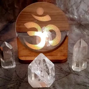 Tealight Holders Ohm Symbol silver disc with light