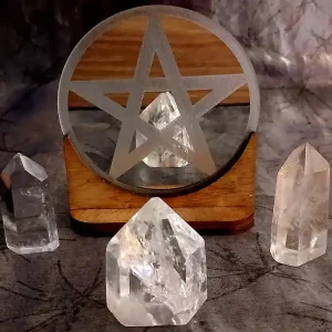 Tealight Holders Pentacle silver disc with out light
