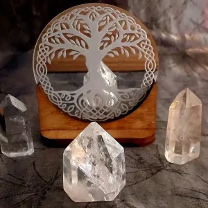 Tealight Holder Tree of Life silver disc no light