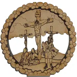 Image of Christ on the cross with a Roman paint Me Set