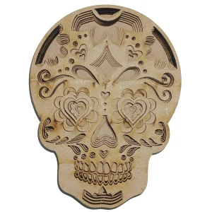 Image of a Sugar Skull with hearts