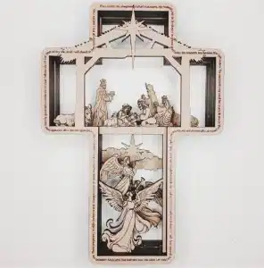 Image of our multi-layered nativity cross Paint me set