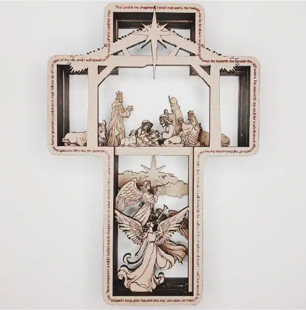 Image of our multi-layered nativity cross Paint me set